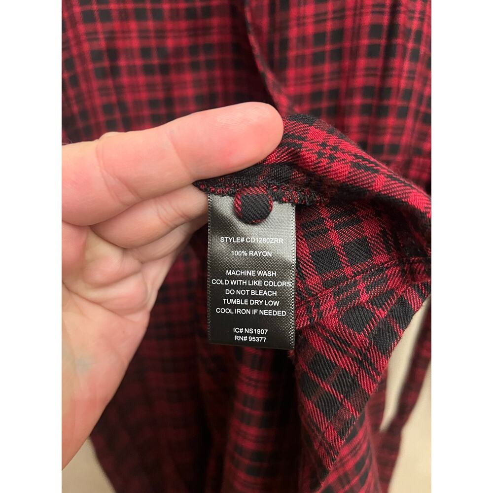 NWT Sanctuary Anthropologie Red Black Plaid Wrap Long Sleeve Dress Sz 10 - Picture 9 of 16